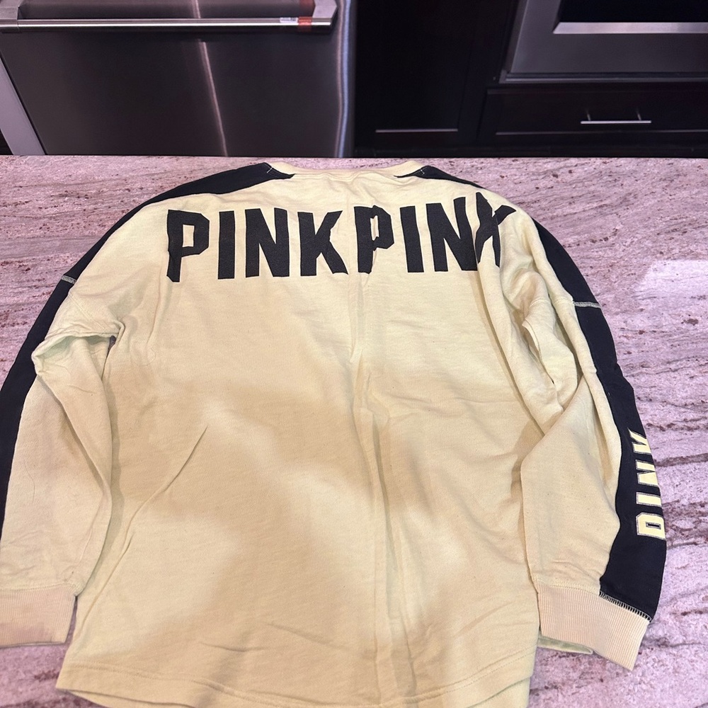 Yellow and Black Long Sleeve Shirt LOVE PINK - Picture 6 of 8